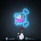 Würfel-Schädel mit gekreuzten Knochen LED Neonschild für Gamingzimmer und Bar