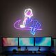 Comic-Superheldin sitzend LED-Neonschild Gamingzimmer