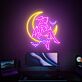Fledermaus-Dämonin auf Halbmond LED-Neonschild Gaming Zimmer