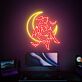 Fledermaus-Dämonin auf Halbmond LED-Neonschild Gaming Zimmer