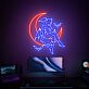 Fledermaus-Dämonin auf Halbmond LED-Neonschild Gaming Zimmer
