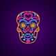 Bunter Totenkopf LED Neonschild im Sugar Skull Stil für Wanddekoration