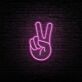 Hand mit Victory Zeichen LED-Neonschild für Cafe Bar