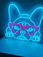 Französische Bulldogge mit Brille LED-Neonschild Wohnzimmer Bar