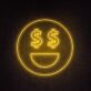 Smiley mit Dollarzeichen-Augen LED-Neonschild für Bar und Gaming