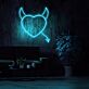 Herz mit Teufelshörnern und Schwanz LED-Neonschild für Bar Club