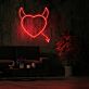Herz mit Teufelshörnern und Schwanz LED-Neonschild für Bar Club