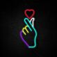 Handgeste mit Herzsymbol LED-Neonschild Wohnzimmer Schlafzimmer