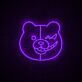 Bärengesicht mit schelmischem Ausdruck LED-Neonschild Gaming Wohnzimmer