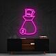 Geldsack mit Münze und Geldscheinen LED-Neonschild für Büro Arbeitszimmer