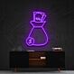 Geldsack mit Münze und Geldscheinen LED-Neonschild für Büro Arbeitszimmer