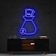 Geldsack mit Münze und Geldscheinen LED-Neonschild für Büro Arbeitszimmer