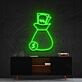 Geldsack mit Münze und Geldscheinen LED-Neonschild für Büro Arbeitszimmer