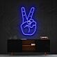 Hand mit Victory Zeichen LED-Neonschild Wohnzimmer Büro