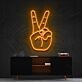 Hand mit Victory Zeichen LED-Neonschild Wohnzimmer Büro