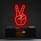 Hand mit Victory Zeichen LED-Neonschild Wohnzimmer Büro