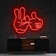 Cartoon-Hand mit Victory- und Okay-Geste LED-Neonschild Wohnzimmer Gamingzimmer