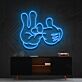 Cartoon-Hand mit Victory- und Okay-Geste LED-Neonschild Wohnzimmer Gamingzimmer