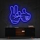 Cartoon-Hand mit Victory- und Okay-Geste LED-Neonschild Wohnzimmer Gamingzimmer
