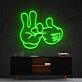 Cartoon-Hand mit Victory- und Okay-Geste LED-Neonschild Wohnzimmer Gamingzimmer