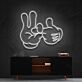 Cartoon-Hand mit Victory- und Okay-Geste LED-Neonschild Wohnzimmer Gamingzimmer