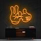 Cartoon-Hand mit Victory- und Okay-Geste LED-Neonschild Wohnzimmer Gamingzimmer