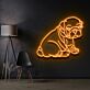 sitzender Bulldoggenwelpe LED-Neonschild Wohnzimmer Haustierladen