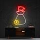 Geldsack mit Münze und Geldscheinen LED-Neonschild für Büro Arbeitszimmer