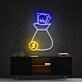 Geldsack mit Münze und Geldscheinen LED-Neonschild für Büro Arbeitszimmer