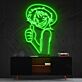 Animefigur mit Strohhut und Daumen hoch LED-Neonschild Wohnzimmer Gamingzimmer