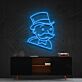 Mann mit Zylinder und Schnurrbart LED-Neonschild für Wohnzimmer Bar