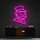 Mann mit Zylinder und Schnurrbart LED-Neonschild für Wohnzimmer Bar