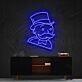 Mann mit Zylinder und Schnurrbart LED-Neonschild für Wohnzimmer Bar