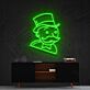 Mann mit Zylinder und Schnurrbart LED-Neonschild für Wohnzimmer Bar