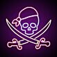 Piraten Totenkopf mit gekreuzten Säbeln LED-Neonschild Bar Club
