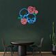 Totenkopf mit Rosen LED-Neonschild für Bar Tattoo Studio