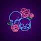 Totenkopf mit Rosen LED-Neonschild für Bar Tattoo Studio