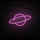 Planet mit Ring LED-Neonschild für Café oder Wohnzimmer