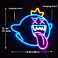 Geisterfigur mit Krone und herausgestreckter Zunge LED-Neonschild Gamingzimmer Bar