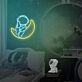 Astronaut auf Mondsichel LED-Neonschild für Kinderzimmer Wohnzimmer