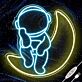 Astronaut auf Mondsichel LED-Neonschild für Kinderzimmer Wohnzimmer