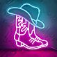 Cowboyhut und Cowboystiefel LED-Neonschild für Bar oder Wohnzimmer