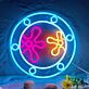 Blumenmuster im Bullauge LED-Neonschild für Wohnzimmer Bar