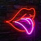 rote Lippen mit herausgestreckter Zunge LED-Neonschild für Bar Club