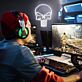 Totenkopf mit stilisierten Augenhöhlen LED-Neonschild für Bar und Gaming