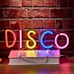 DISCO LED Neon Schriftzug als farbige Wanddekoration