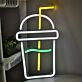 Getränkebecher mit Trinkhalm LED-Neonschild für Café Bar