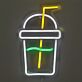Getränkebecher mit Trinkhalm LED-Neonschild für Café Bar