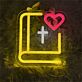 Bibel mit Kreuz und Herz LED-Neonschild