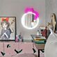 schlafende Katze auf rundem Spiegel LED-Neonschild Wohnzimmer Schlafzimmer